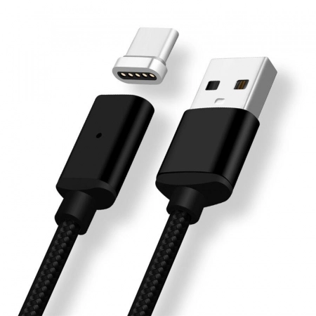 USB кабель Type-C магнитный текстильный (черный)
