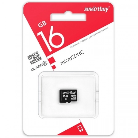 Карта памяти micro SDHC 16GB Smartbuy Сlass10 без адаптера