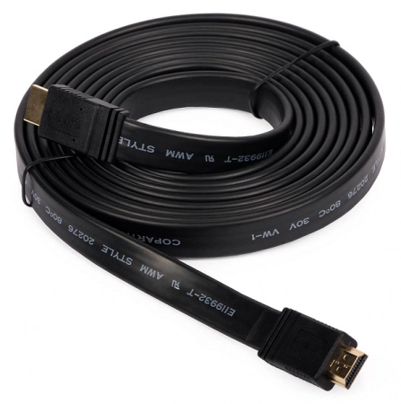 Кабель HDMI - HDMI v1.4 плоский 5.0м (черный)