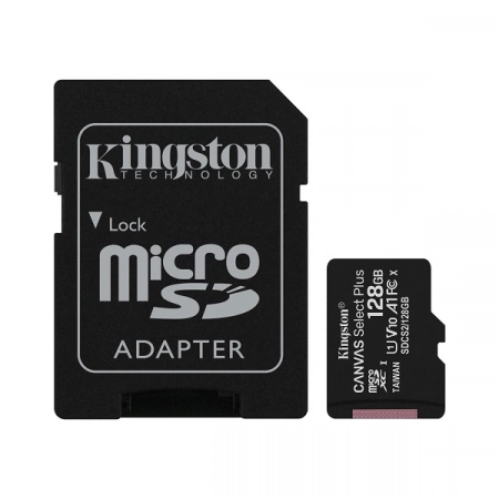 Карта памяти Micro SDXC 128GB Kingston Canvas Select Plus Class10 UHS-1 A1 с адаптером