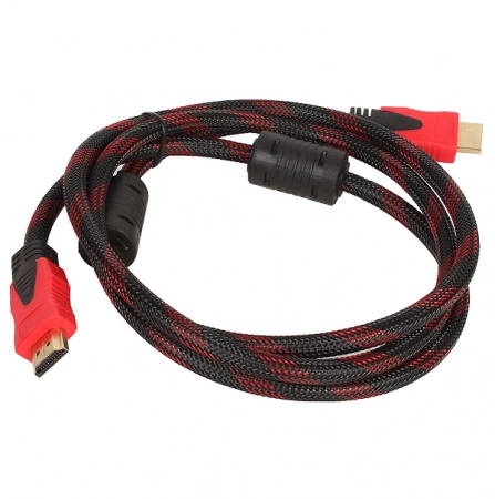Кабель HDMI - HDMI v1.4 в оплетке 1.5м (черно-красный)