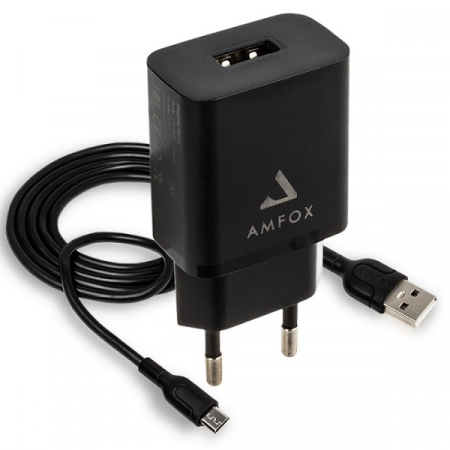 Сетевое ЗУ micro USB Amfox AH-45 2.1А 1USB (черное)
