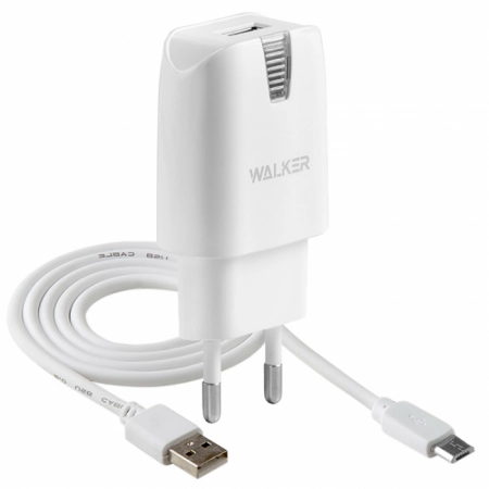 Сетевое З/У Micro USB WALKER WH-11 1.0А 1USB (белое)