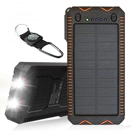 Внешний аккумулятор на солнечной батарее Solar Powered 20000 (черно-оранжевый)