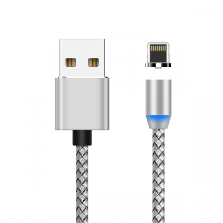 Кабель USB - Lightning магнитный 1.0м 2.0A (серебристый)