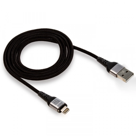 Кабель USB - Lightning WALKER C970 1.0м 3.3А магнитный (черный)