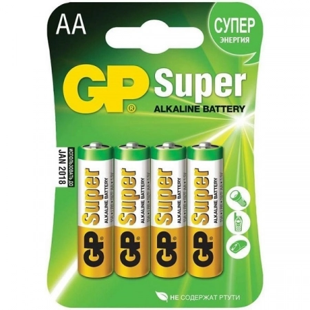 Батарейка AA GP LR6-4BL Super Alkaline (4/40)