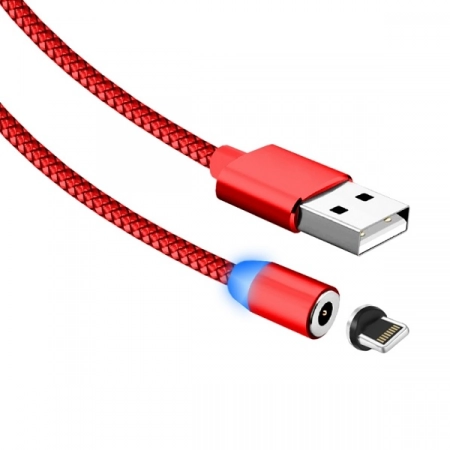 Кабель USB - Lightning магнитный 1.0м 2.0A (красный)