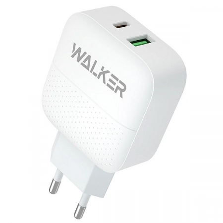 Сетевое ЗУ USB + USB Type-C Walker WH-37 PD18W + QC3.0 (белое)