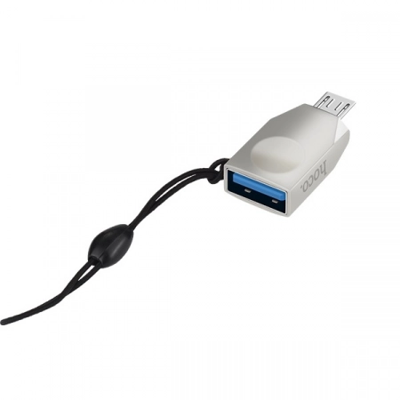 Адаптер OTG Micro USB (m) - USB 3.0 (f) HOCO UA10 (серебристый)