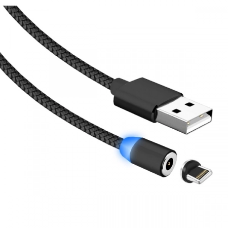 Кабель USB - Lightning магнитный 1.0м 2.0A (черный)